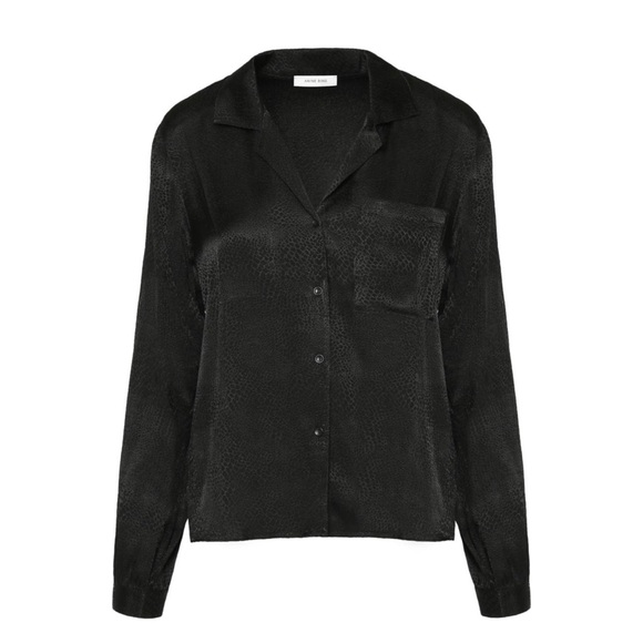 NWOT Anine Bing Lilah Print Blouse Black Snake Print - Picture 7 of 14